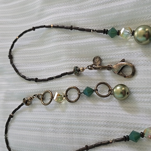 Emily Ray Gold and Green Necklace with Chain Tassel - Picture 3 of 3